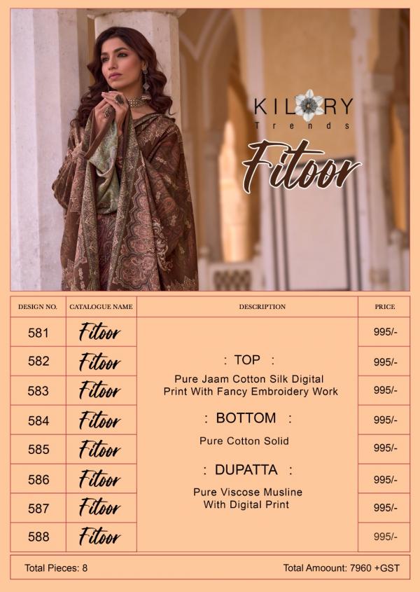 Kilory Fitoor Fancy cotton Designer Salwar Suit Collection